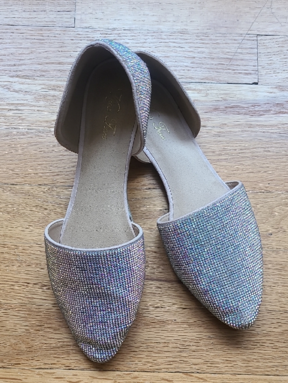 Akira Rhinestone Pointed Toe Flat - Picture 2 of 6